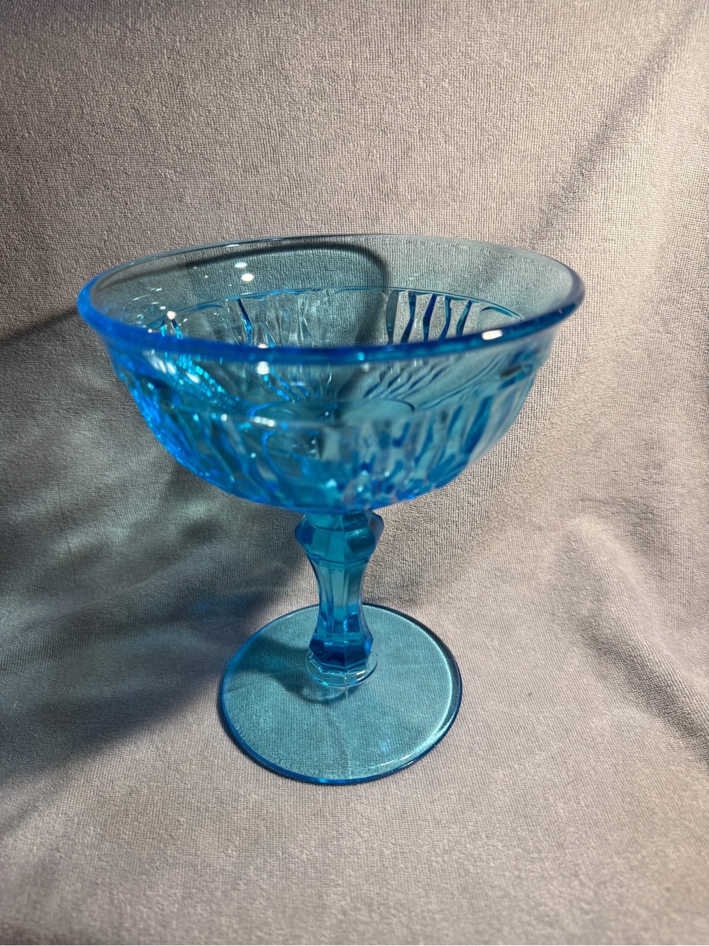 Source Unknown Blue Pressed Glass Compote Goblet